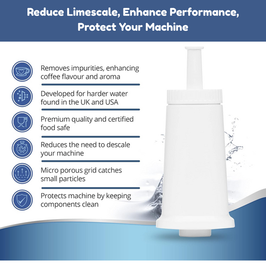 (2 Pcs) Water Filter Replacement Compatible with DeLonghi DLSC002 – Activated Carbon & Ion Exchange Resin Softener – Fits ECAM, ESAM, ETAM, EC680, EC800 – Reduces Limescale & Chlorine