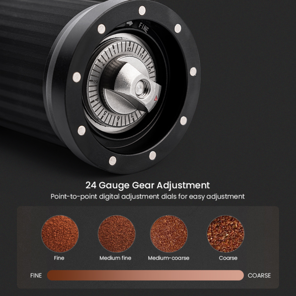 Manual Coffee Grinder with 7-Star Stainless Steel Conical Burr, 36 Adjustable Grind Settings, 90° Foldable Handle, Portable Hand Espresso Grinder, Non-Slip Grip, 25g Capacity (Black)