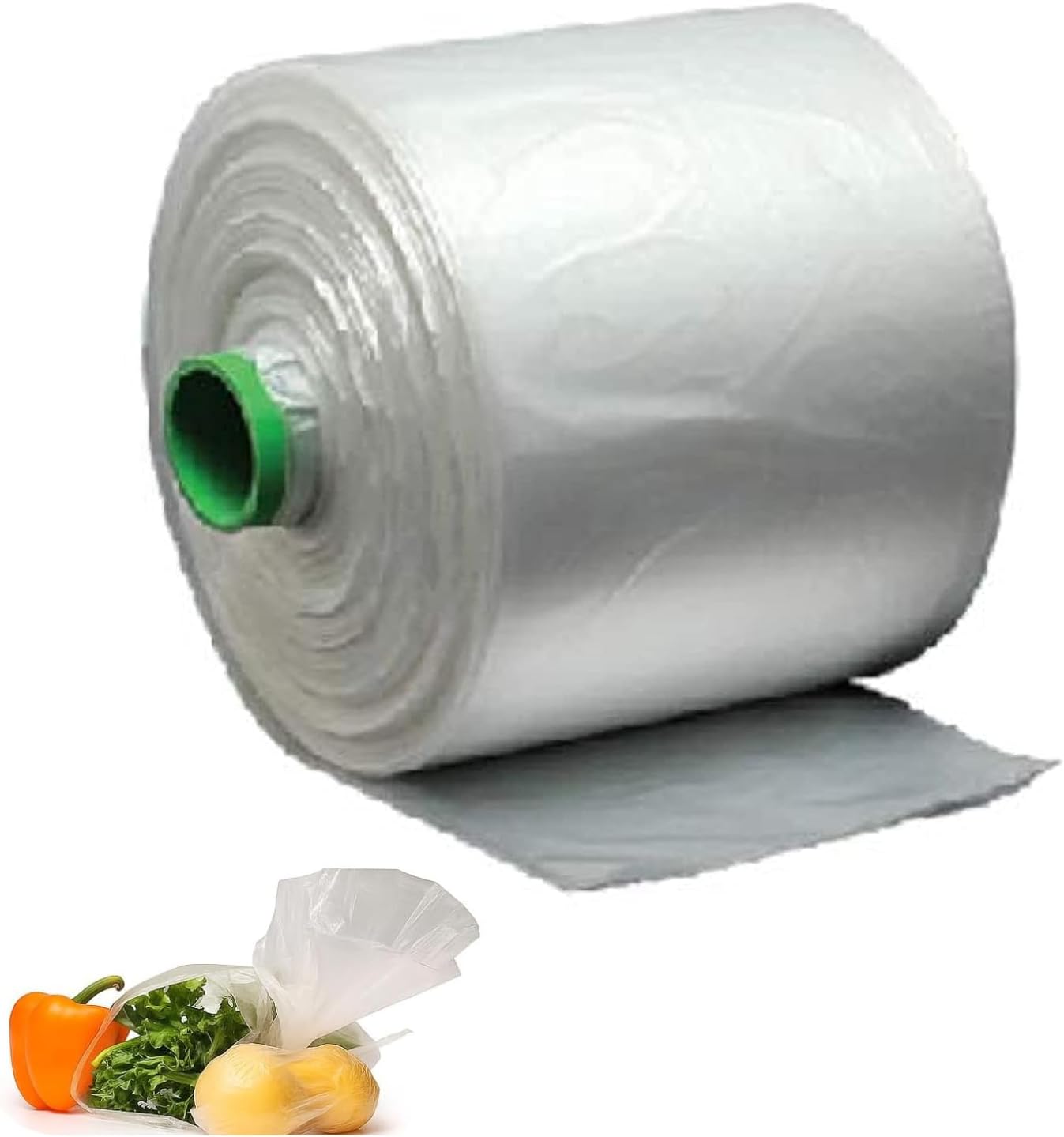 Vegetable Food Storage Bags Roll, 1.5 kg (380 Bags) Durable, Biodegradable, Heavy-Duty, Freezer Safe, BPA-Free Produces Bags for Kitchen, Fruits, Fridge, Trash & Industrial Use