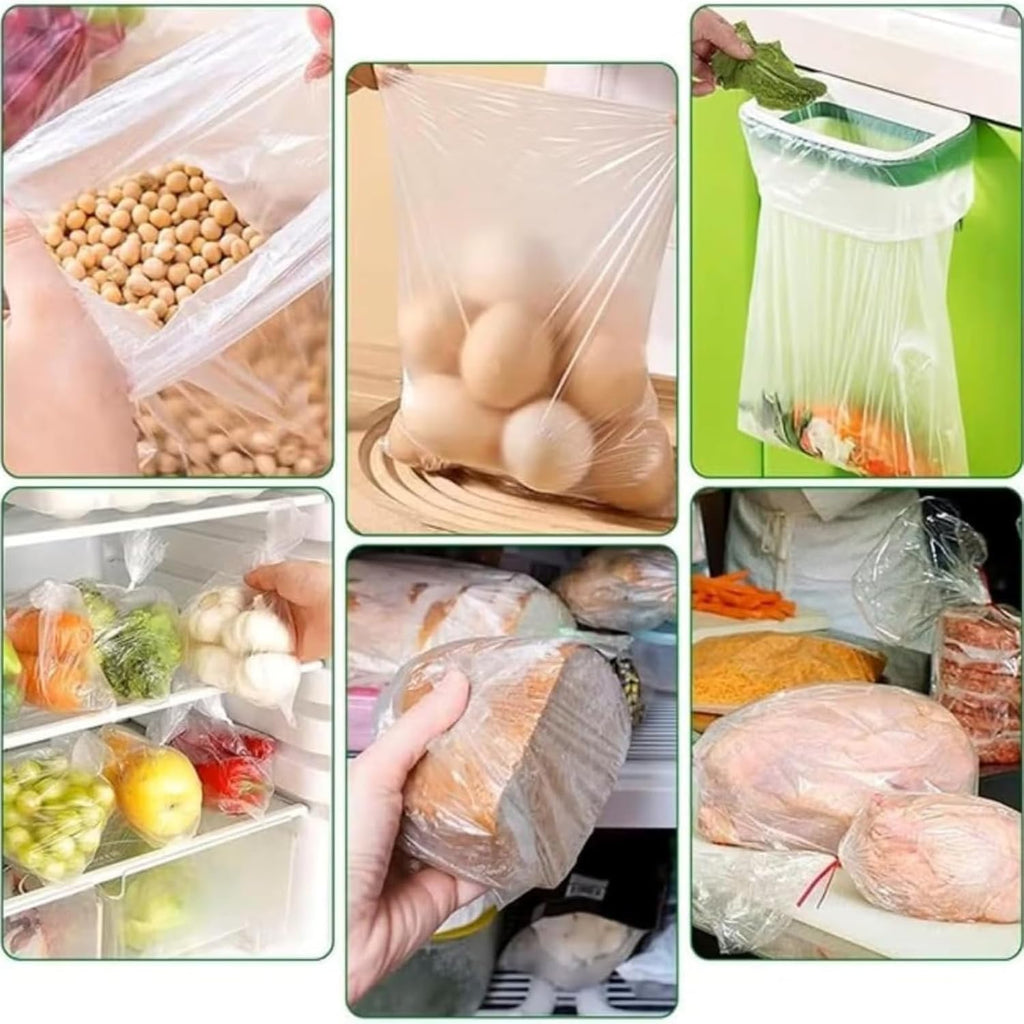 Vegetable Food Storage Bags Roll, 1.5 kg (380 Bags) Durable, Biodegradable, Heavy-Duty, Freezer Safe, BPA-Free Produces Bags for Kitchen, Fruits, Fridge, Trash & Industrial Use