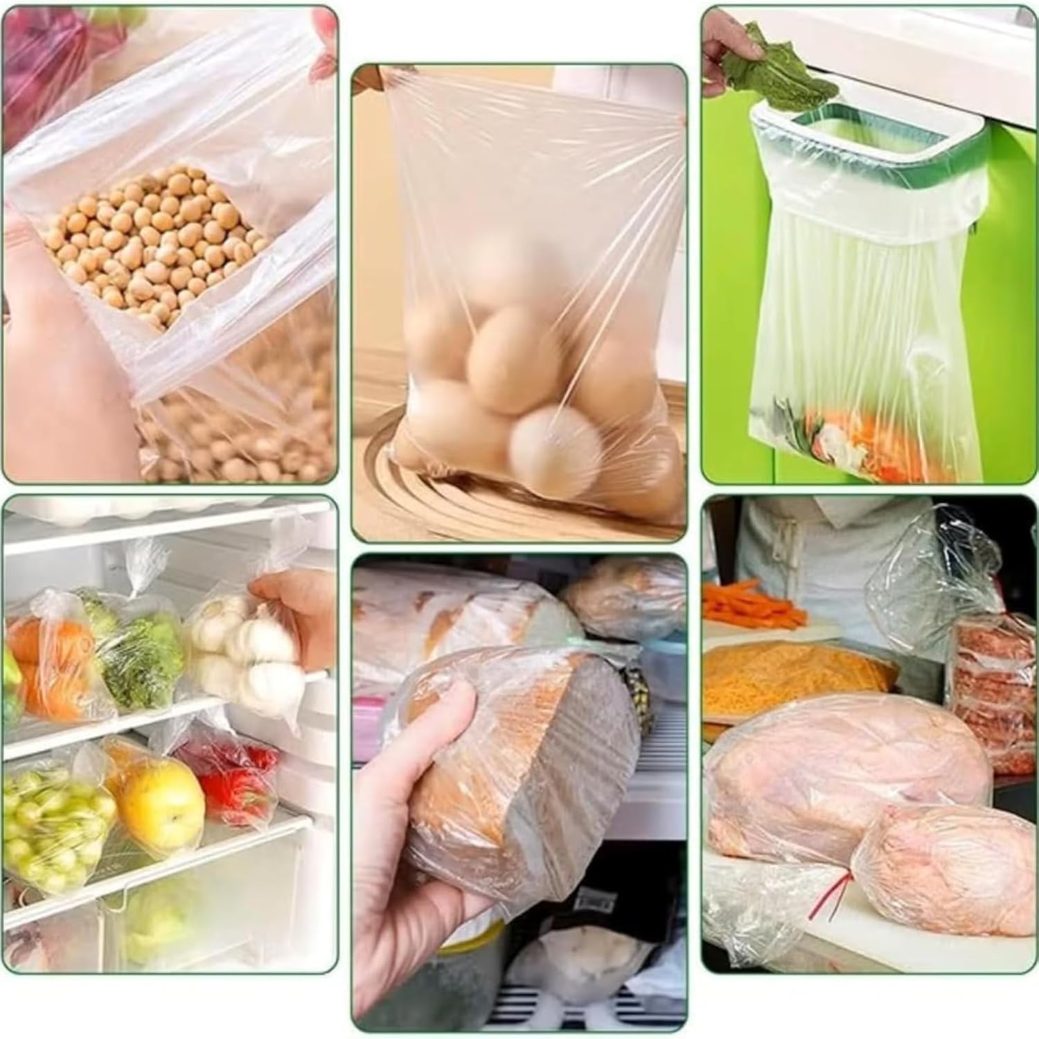 Vegetable Food Storage Bags Roll, 1.5 kg (380 Bags) Durable, Biodegradable, Heavy-Duty, Freezer Safe, BPA-Free Produces Bags for Kitchen, Fruits, Fridge, Trash & Industrial Use