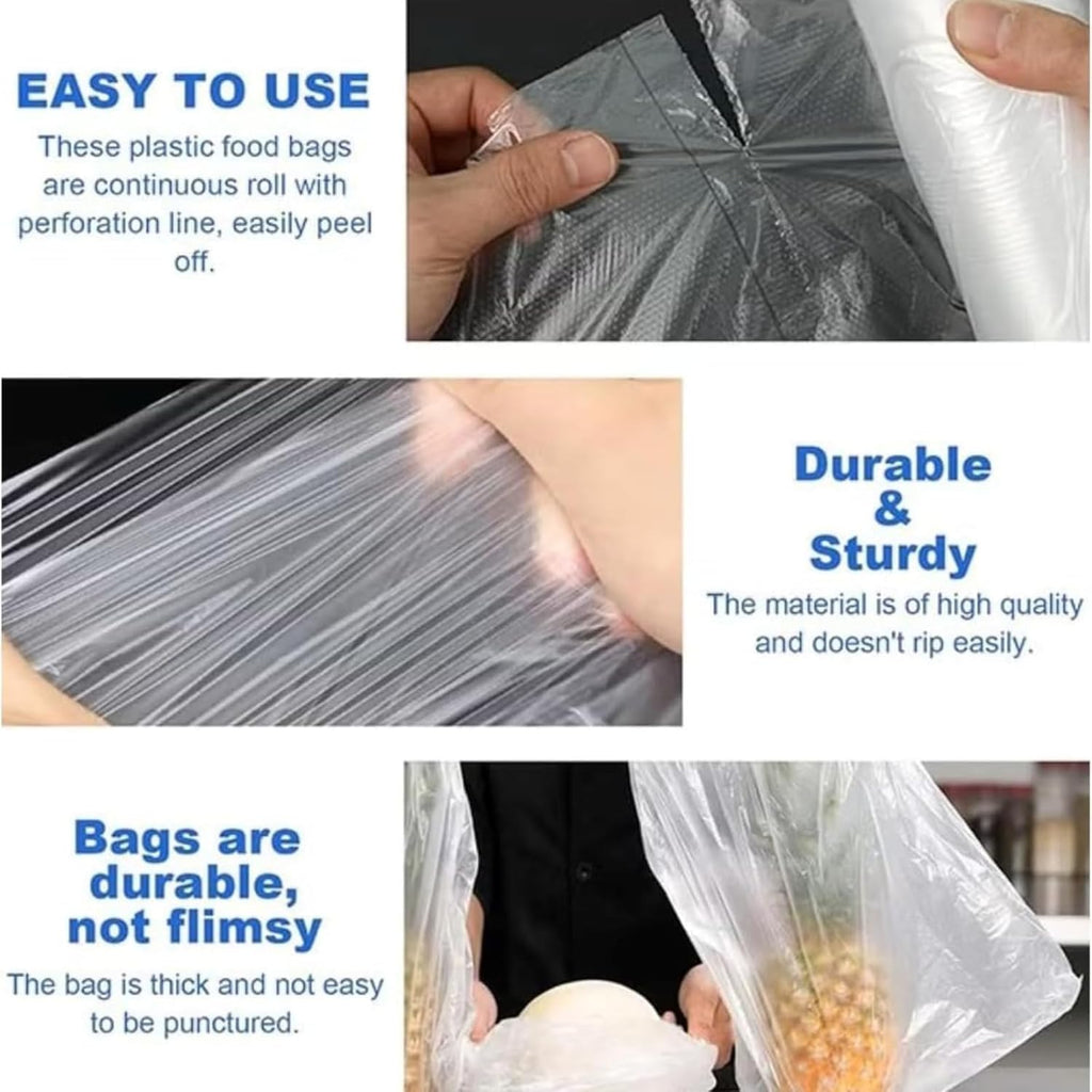 Vegetable Food Storage Bags Roll, 1.5 kg (380 Bags) Durable, Biodegradable, Heavy-Duty, Freezer Safe, BPA-Free Produces Bags for Kitchen, Fruits, Fridge, Trash & Industrial Use